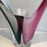 Multicoloured shell glass vase signed Flygsfors, 1956