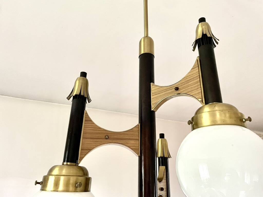 Lustre cascade de 3 globes Targetti 1950