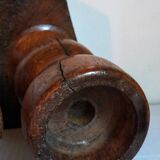 Pair of old brutalist turned solid wood candlesticks