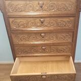 Commode à tiroirs ancienne en noyer italien du XIXe siècle