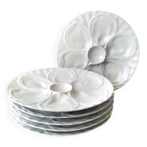 6 Assiettes à huitres - porcelaine blanche