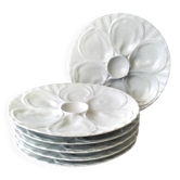 6 white porcelain oyster plates by Pillivuyt
