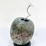 Glazed ceramic art vase with standing ceramic ring by Hanne Wydra-Jantz, Germany 1980