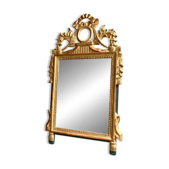 Miroir à fronton en bois doré ☐ 100 x 58 cm