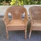 Rattan and woven wicker armchair in vintage bohemian style