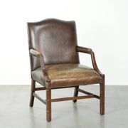 Wooden cow leather English Gainsborough chair with a stunning appearance