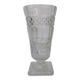 Large carved glass vase on foot