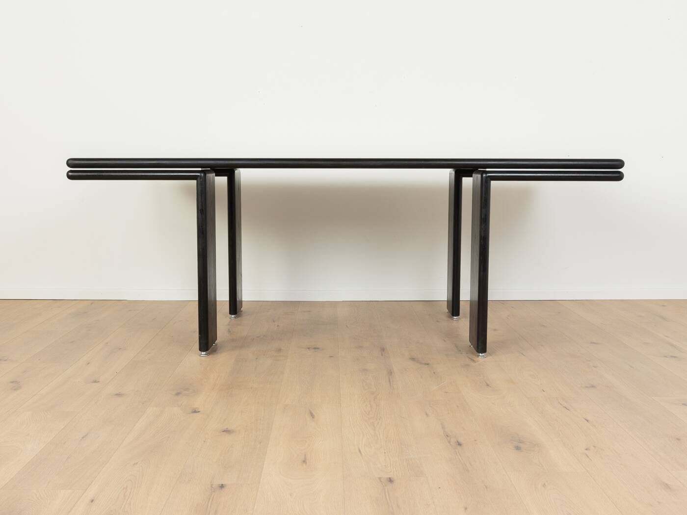 Postmodern desk from the 1980s in black stained ash veneer