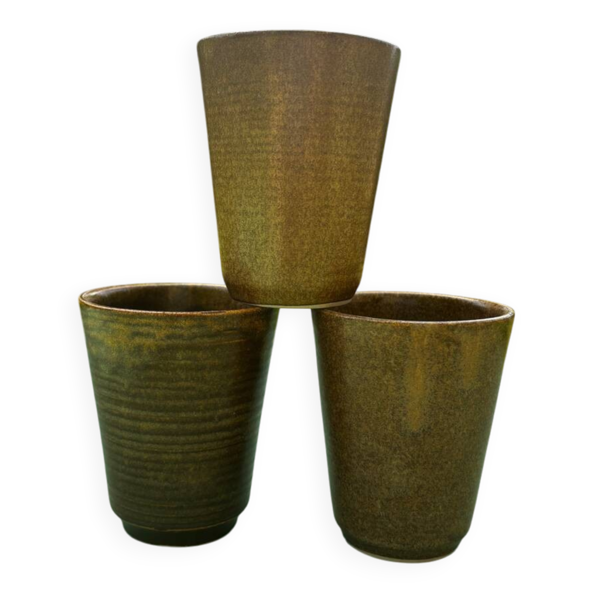 Vintage lot de 3 verres gobelets Digoin en grès