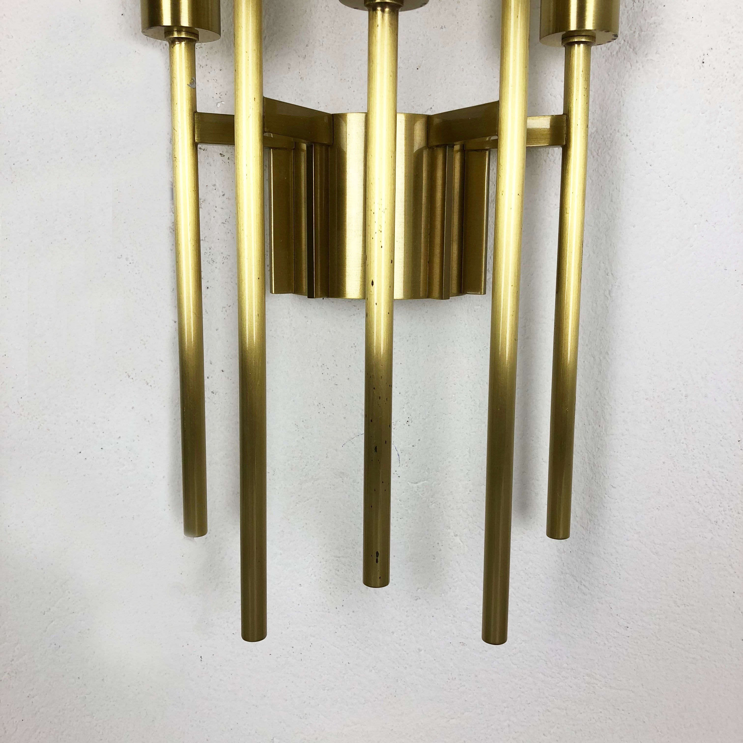 Brass Italian Stillovo Style Theatre Wall Ceiling Light Sconces, Italy, 1970s