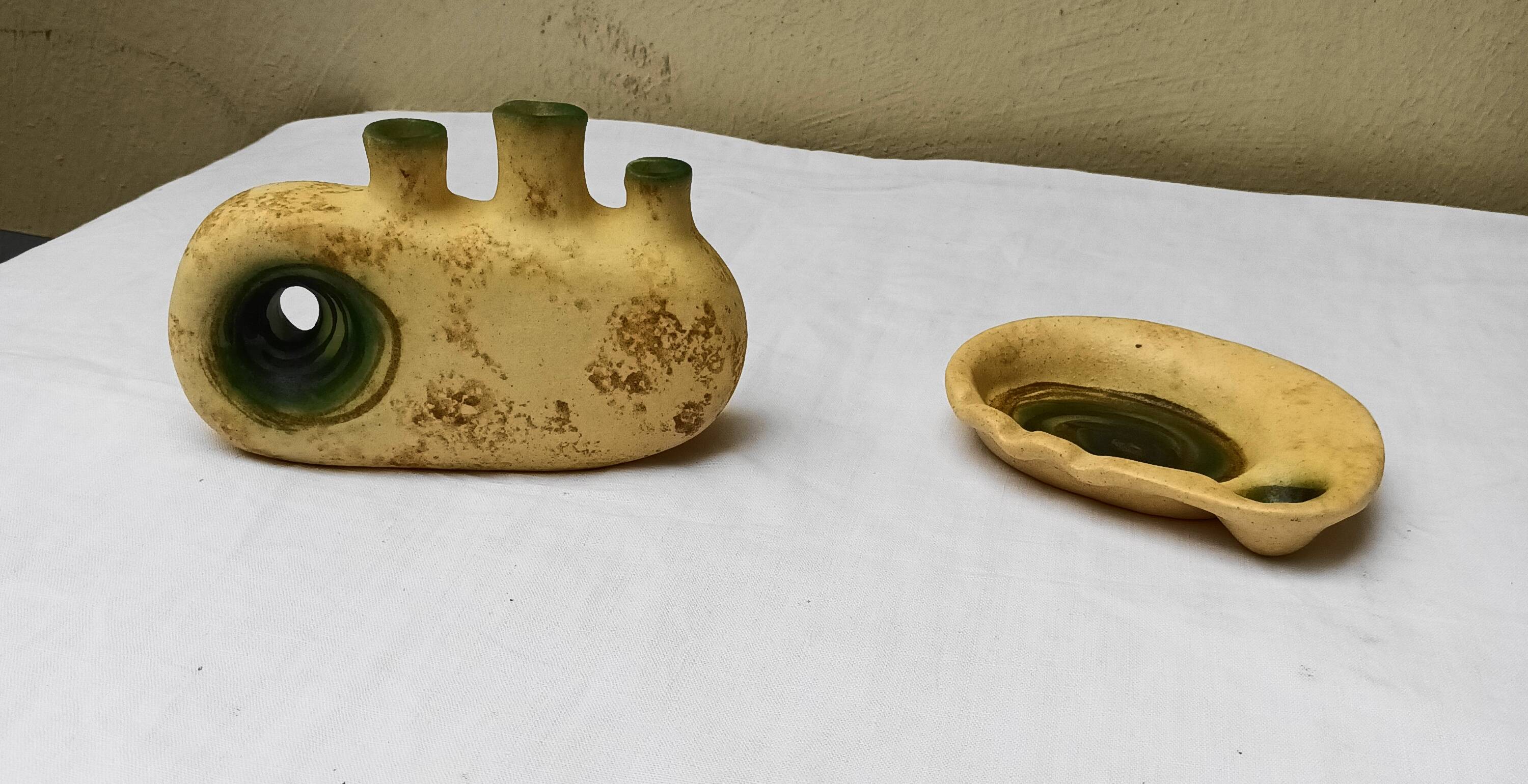 Set of 2 ceramic pieces by Nikos Dazelidis, 60s