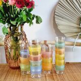 Set of 15 colored granite glasses