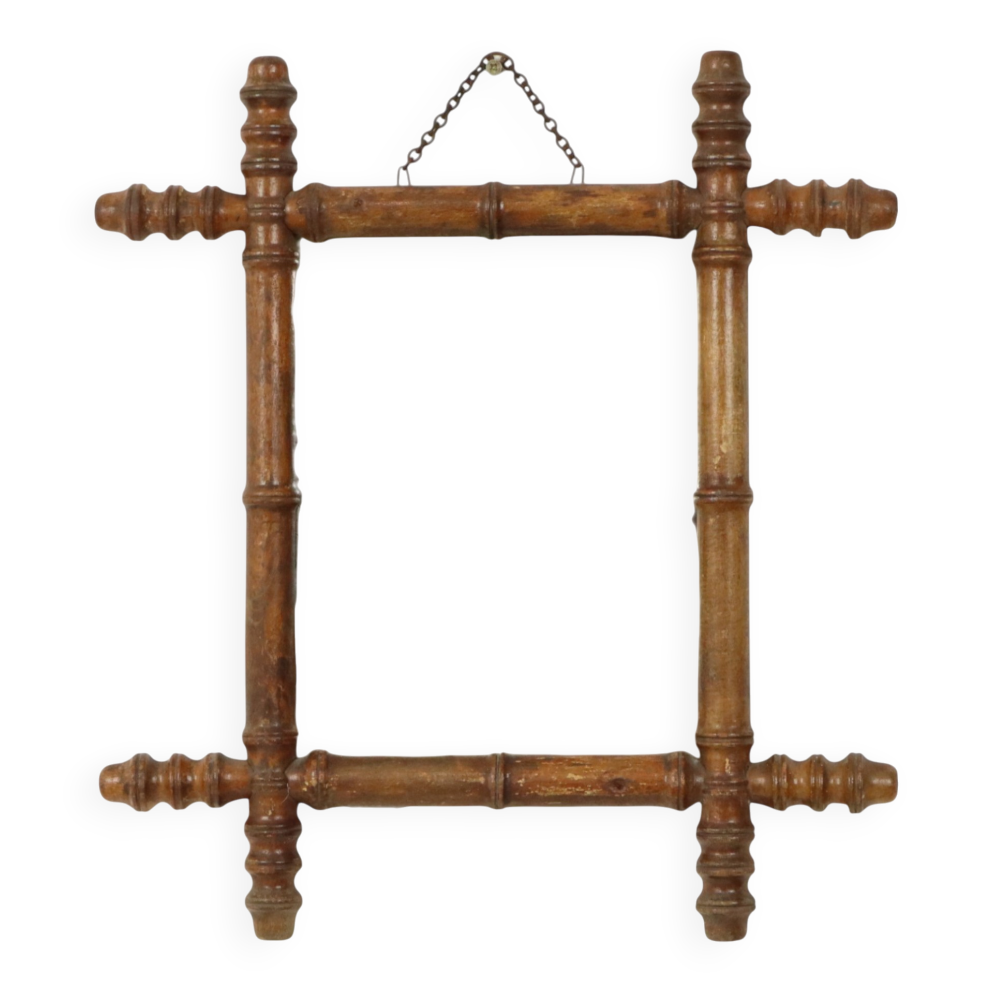 Antique Wooden Faux Bamboo Chinoiserie Mirror 44x39cm