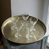 Golden service tray in vintage brass