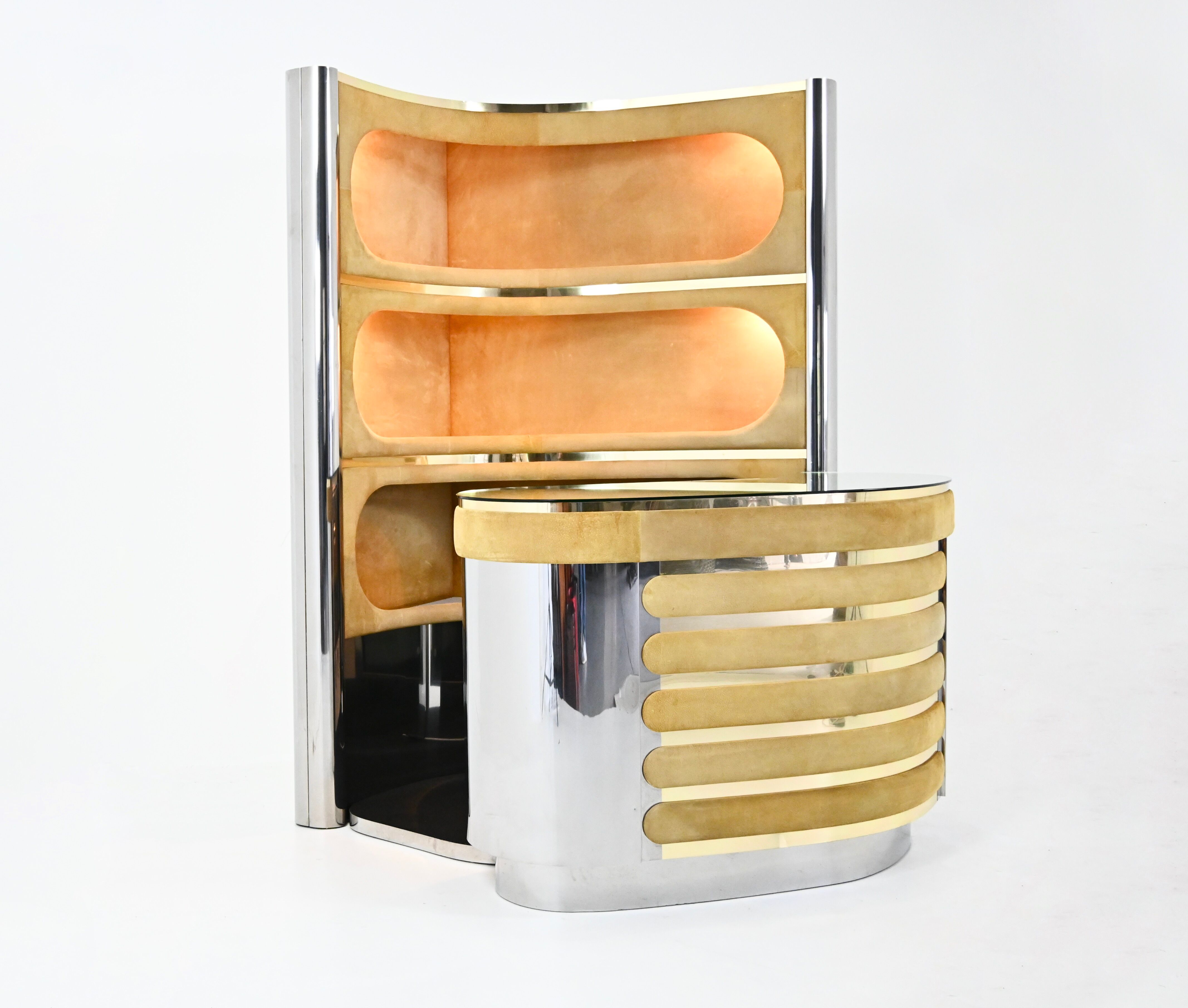 Bar set attributed to Willy Rizzo, 1970s.