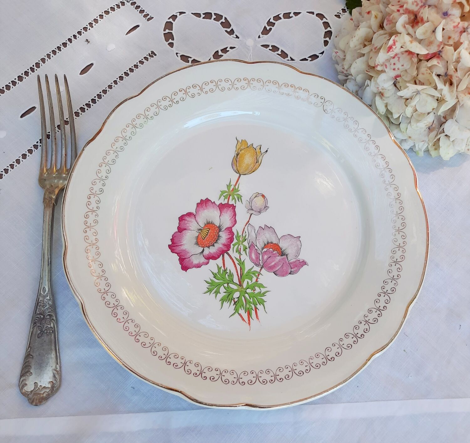 Old flat plates mismatched in earthenware