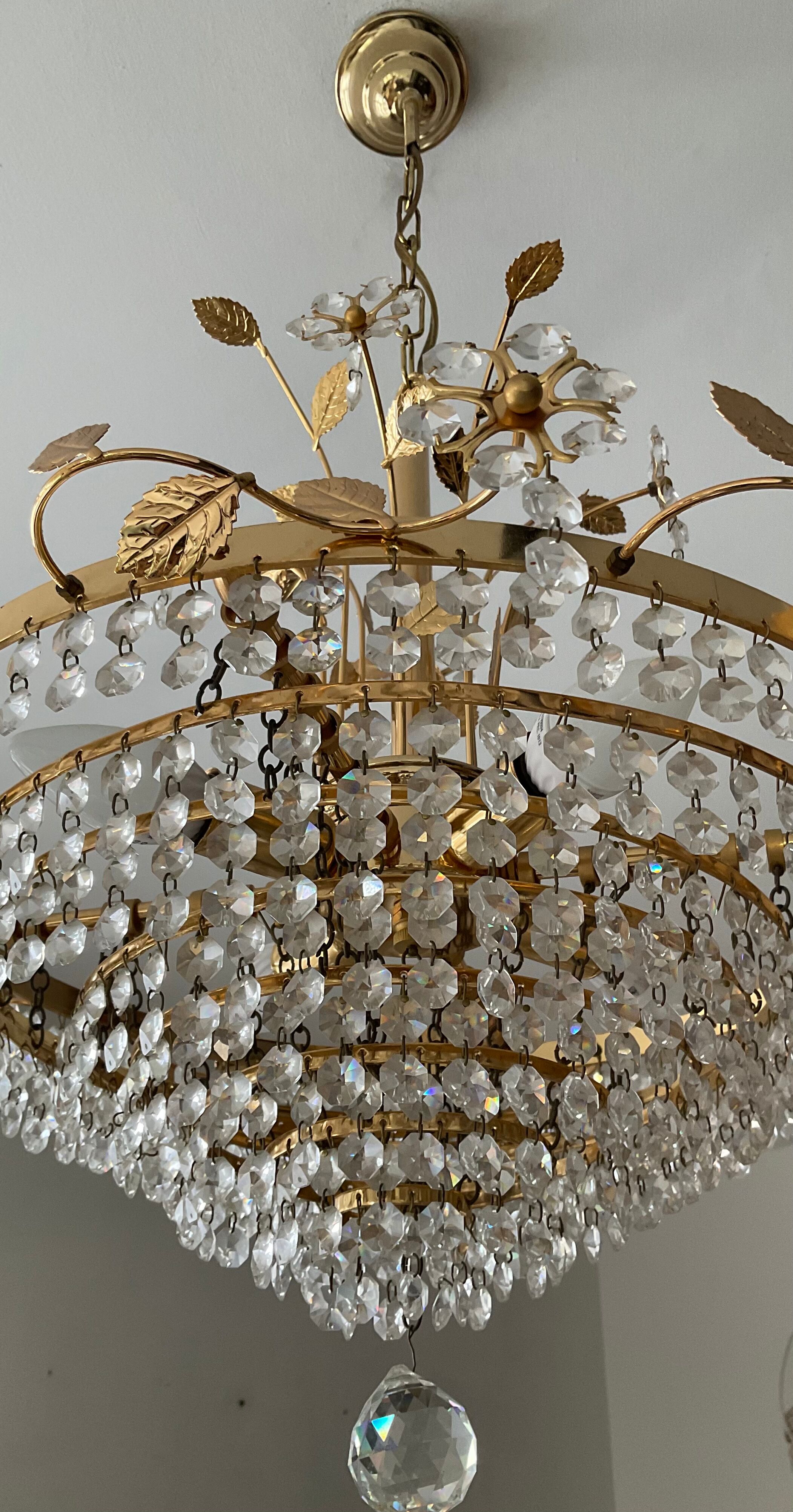 Crystal grapevine waterfall chandelier from the 70s