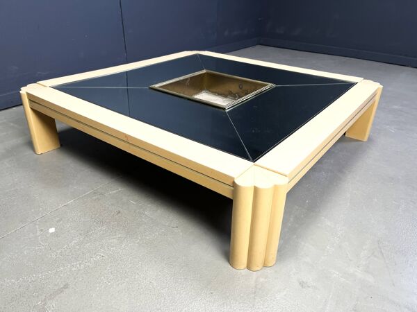 Table basse vintage en laque par Alain Delon pour Maison Jansen, années 1970