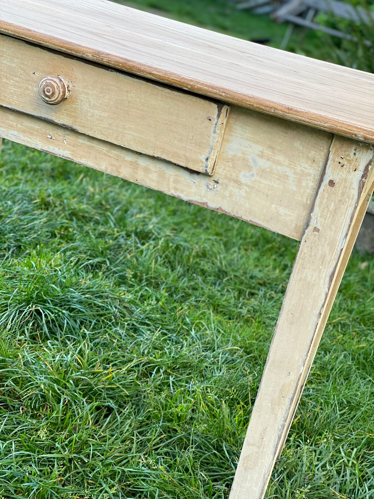 Side table in patinated wood
