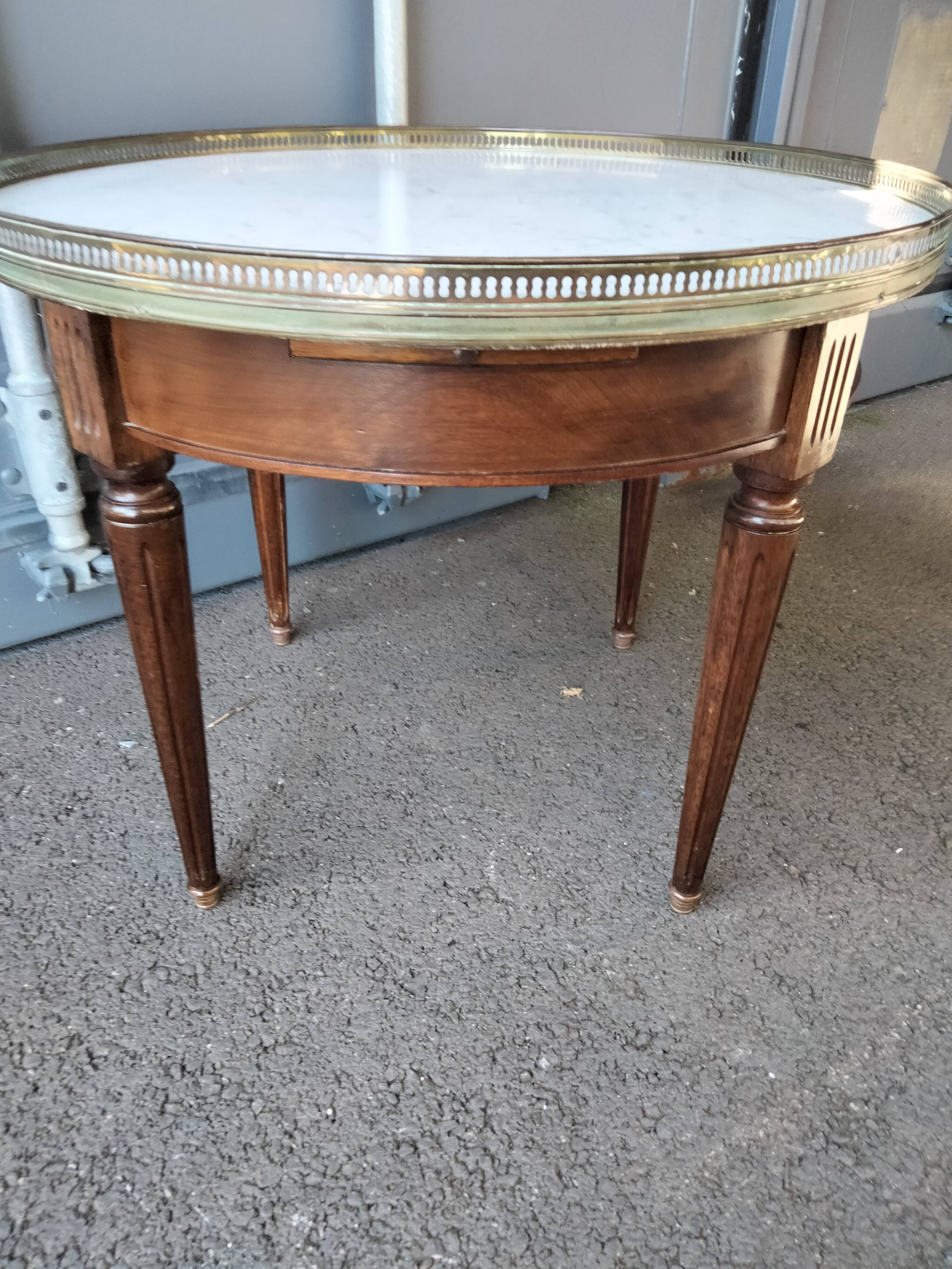 Coffee table hot water bottle old marble top Louis xvi style