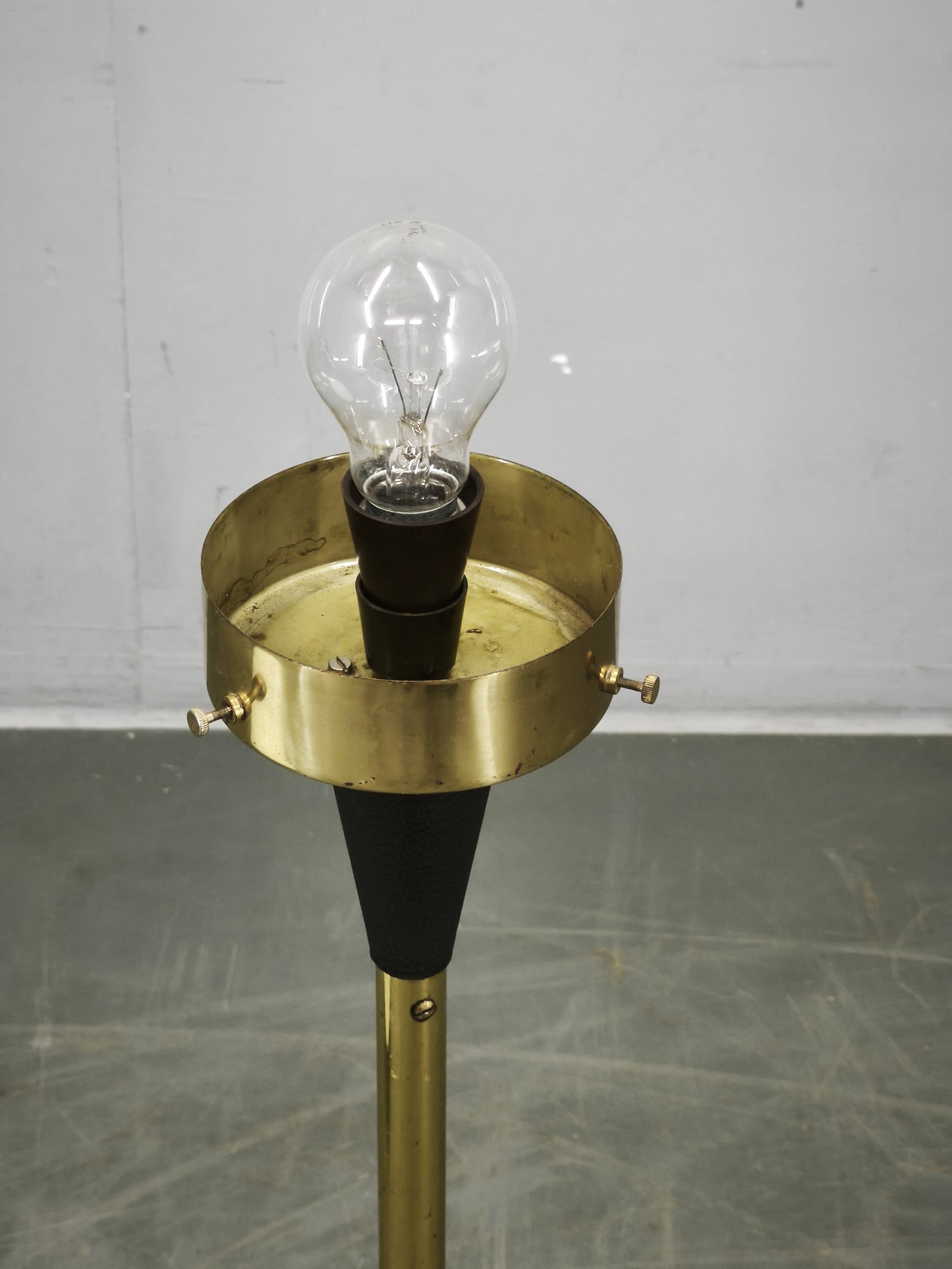 1960s Lidokov Space Age Brass and Opaline Glass Floor Lamp