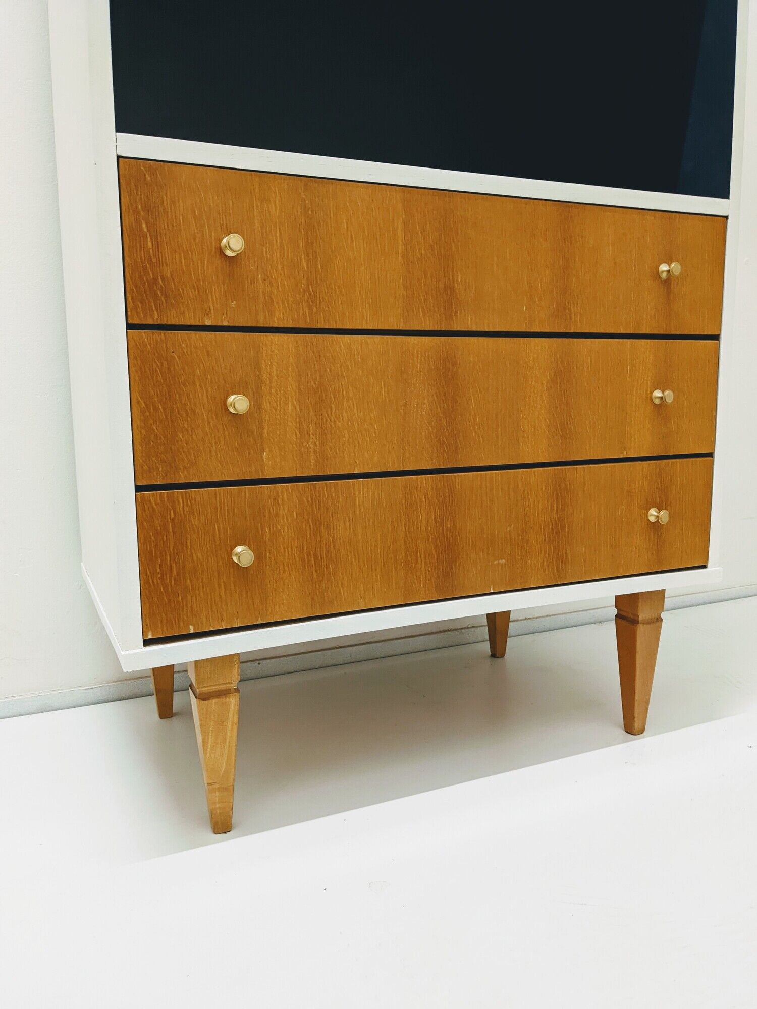 Vintage wooden storage cabinet / chest of drawers spindle feet / bookcase / column