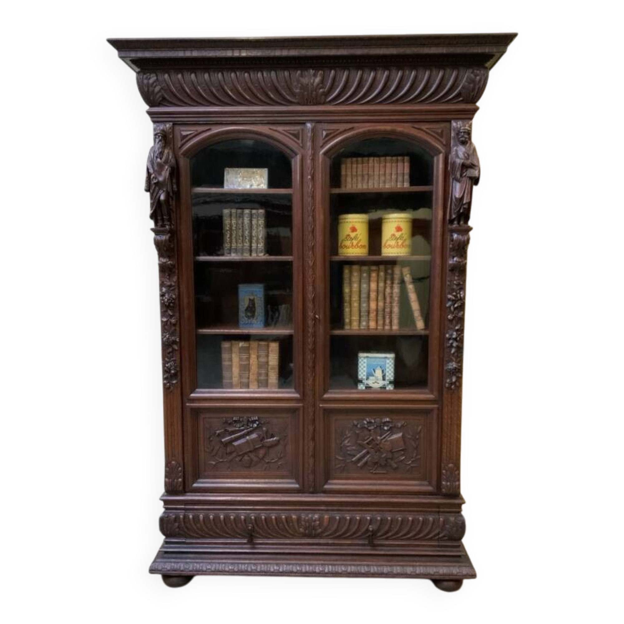 Imposing antique Neo-Renaissance bookcase