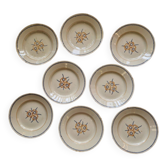 Set of 8 art deco longwy plates