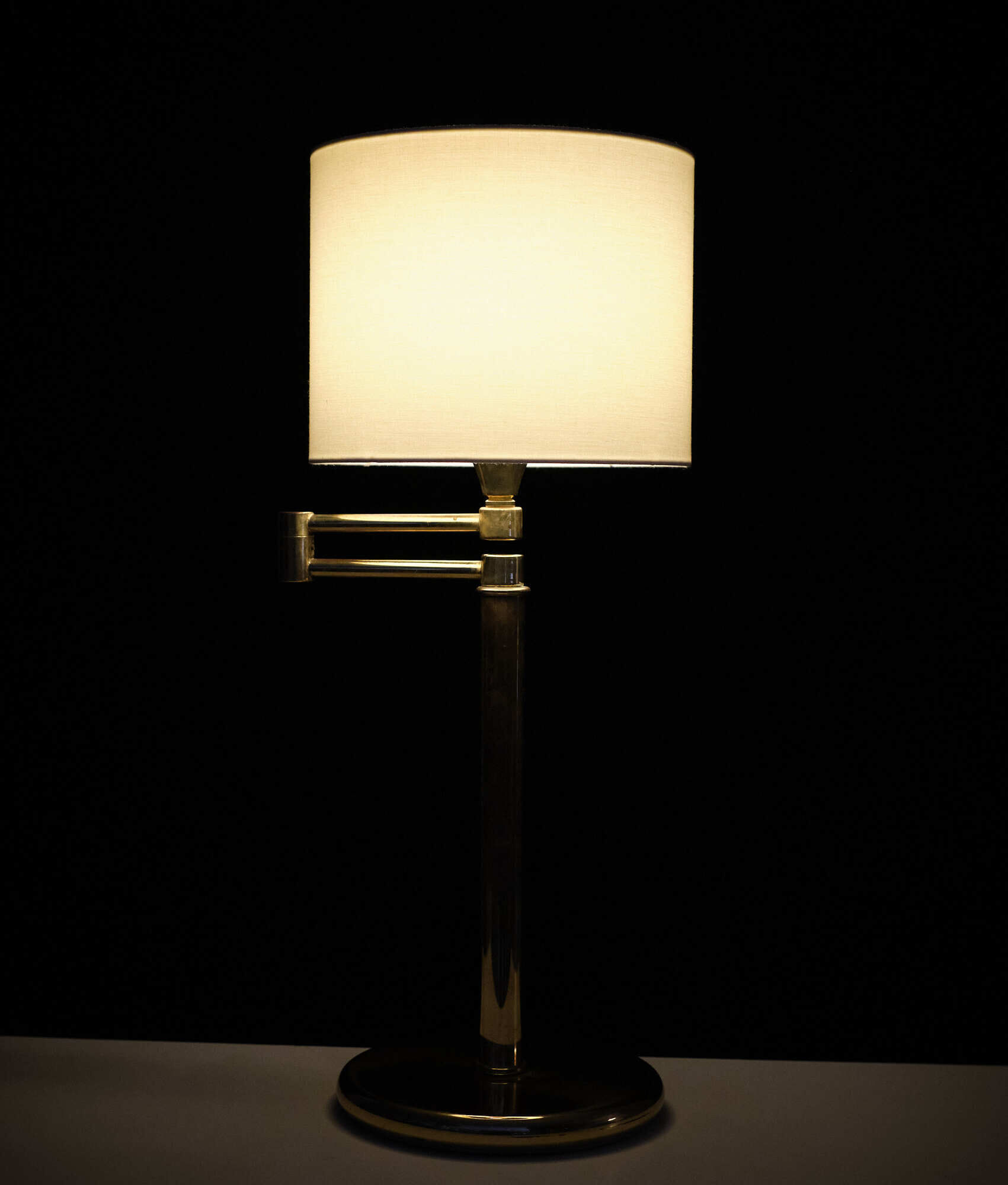 Brass swing arm desk lamp Deknudt 1970s