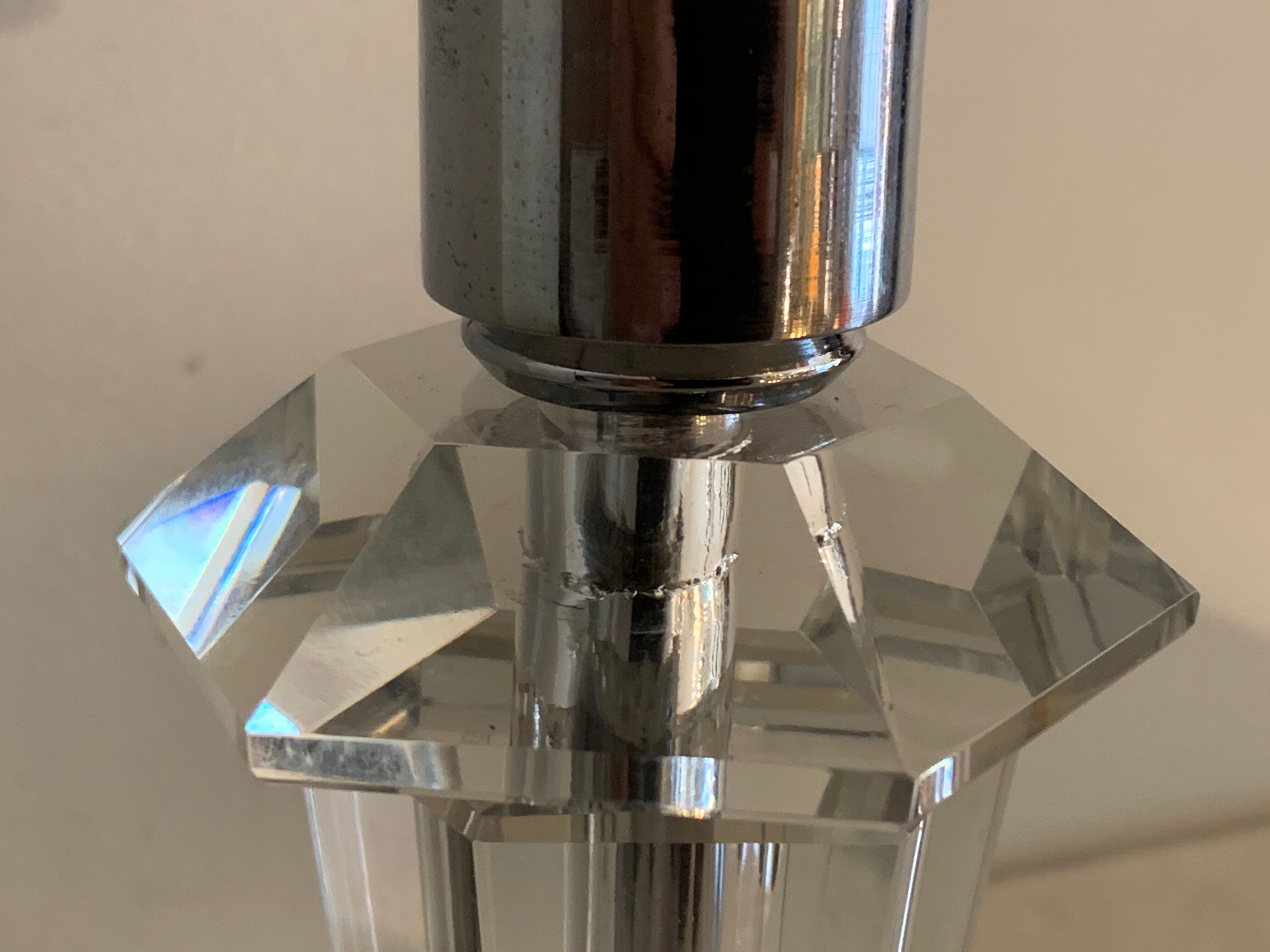 Hexagonal glass table lamp foot 1940 G. Humbert