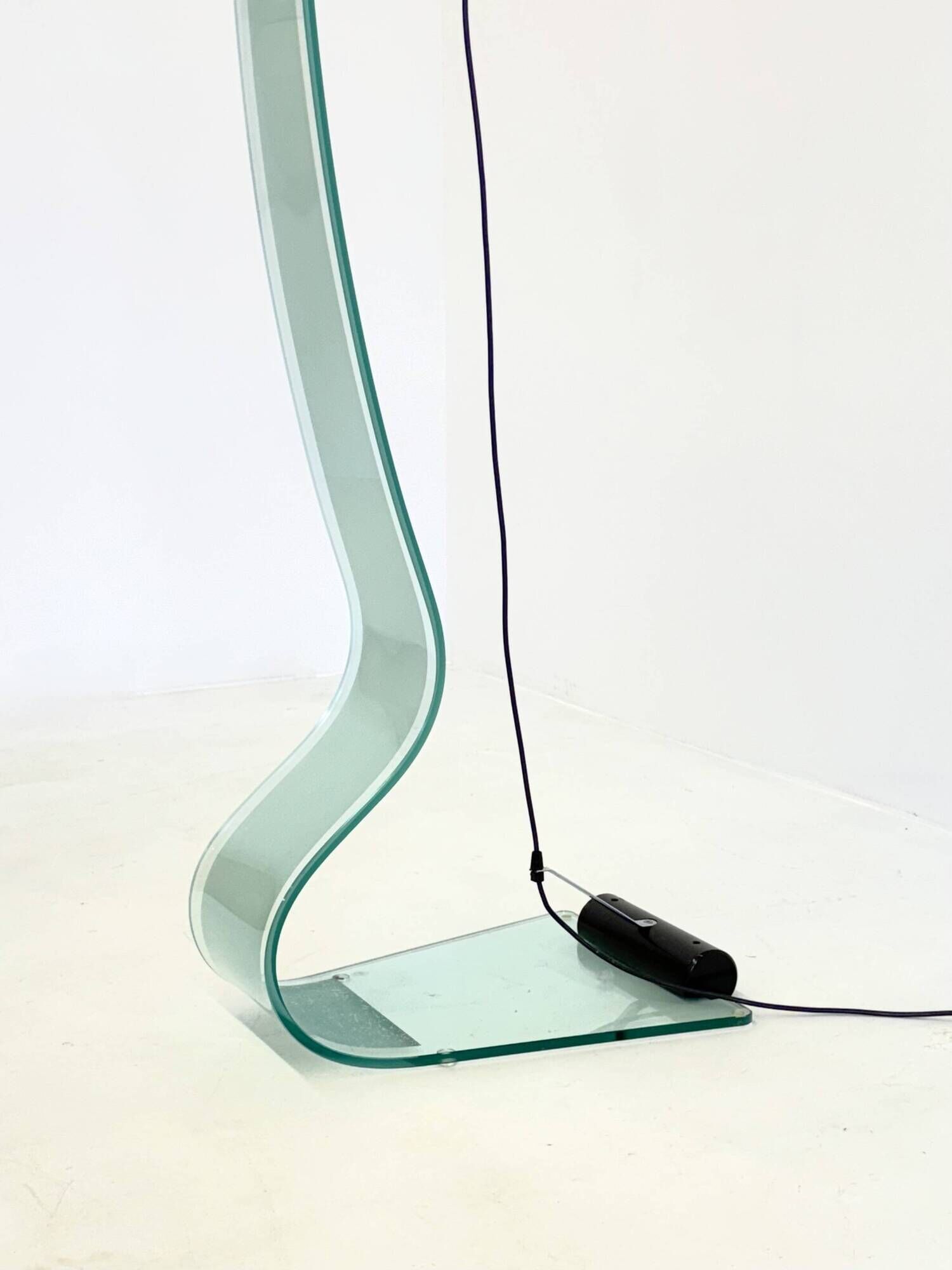 Vintage design floor lamp by Sothis with glass base and white glass shade