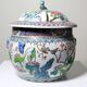 Large covered vase in Chinese porcelain, floral famille rose decoration.