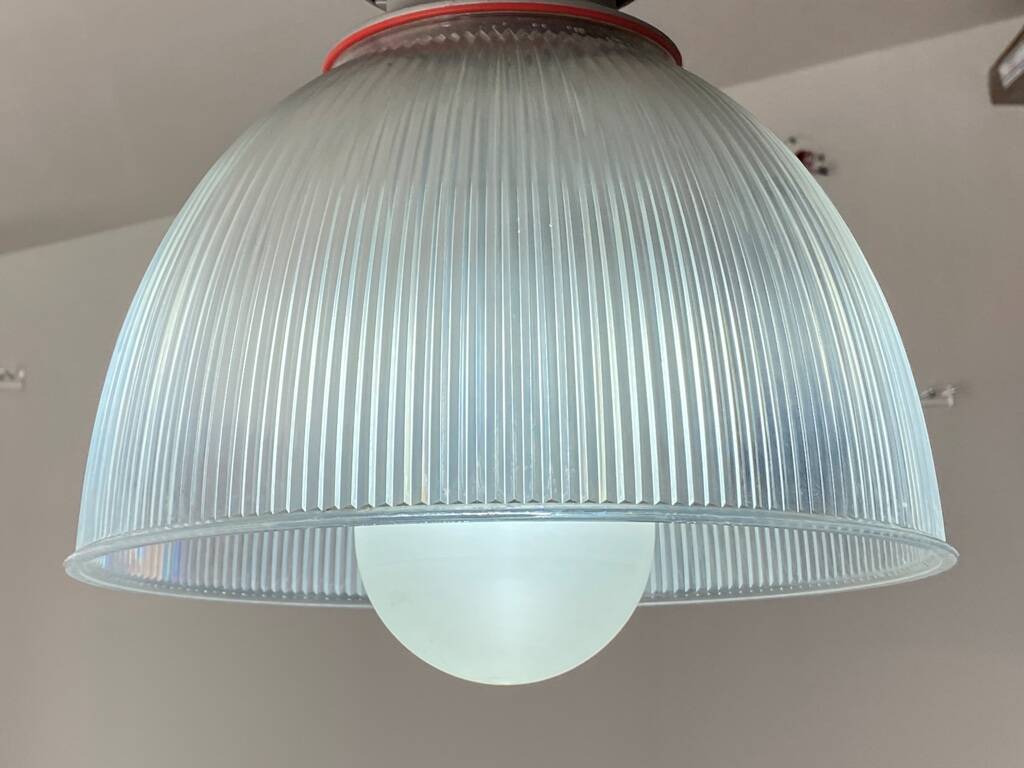 Industrial suspension aluminium body methacrylate diffuser vintage 70s