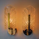 Pair of "leaf" sconces by Carl Fagerlund, Murano glass, Germany, 1970