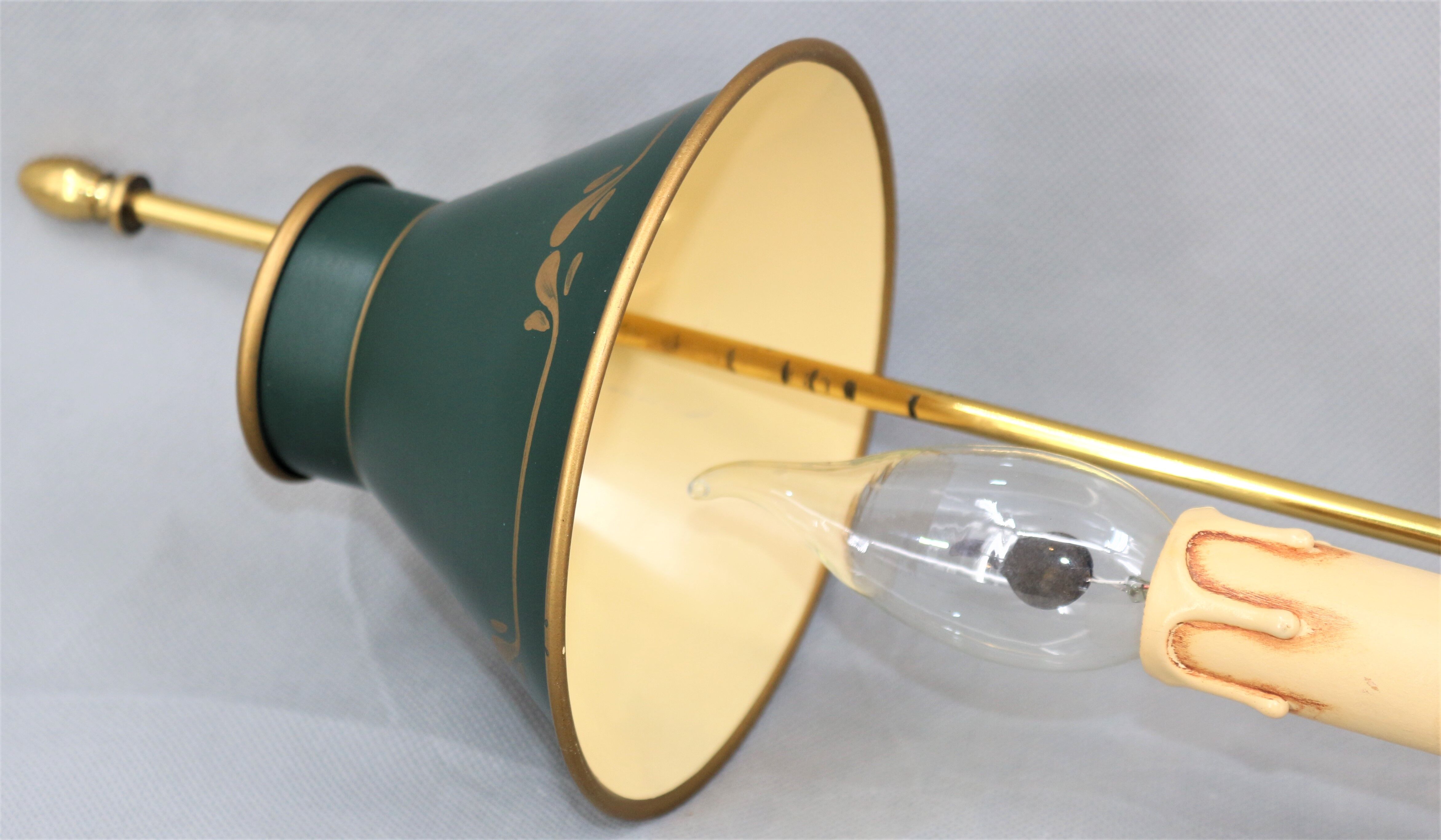 Pair of lamps bronze conical lampshade Lucien Gau