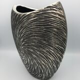 Vase in ceramic form and silver modernist effects 26.5 cm