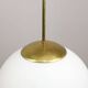 Large mid-century italian opaline & brass sphere pendant lamp