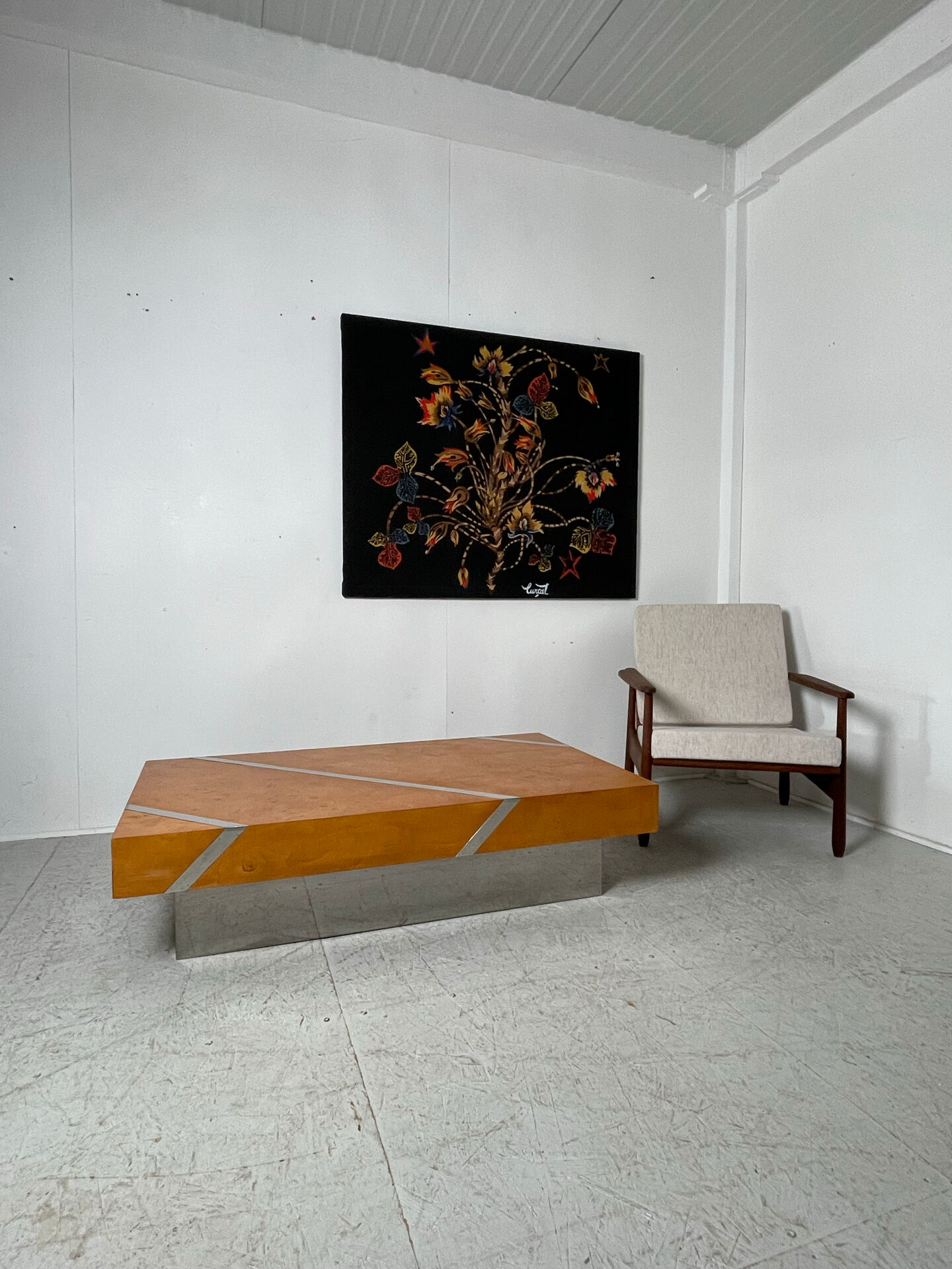 Table basse en loupe D’orme 1970
