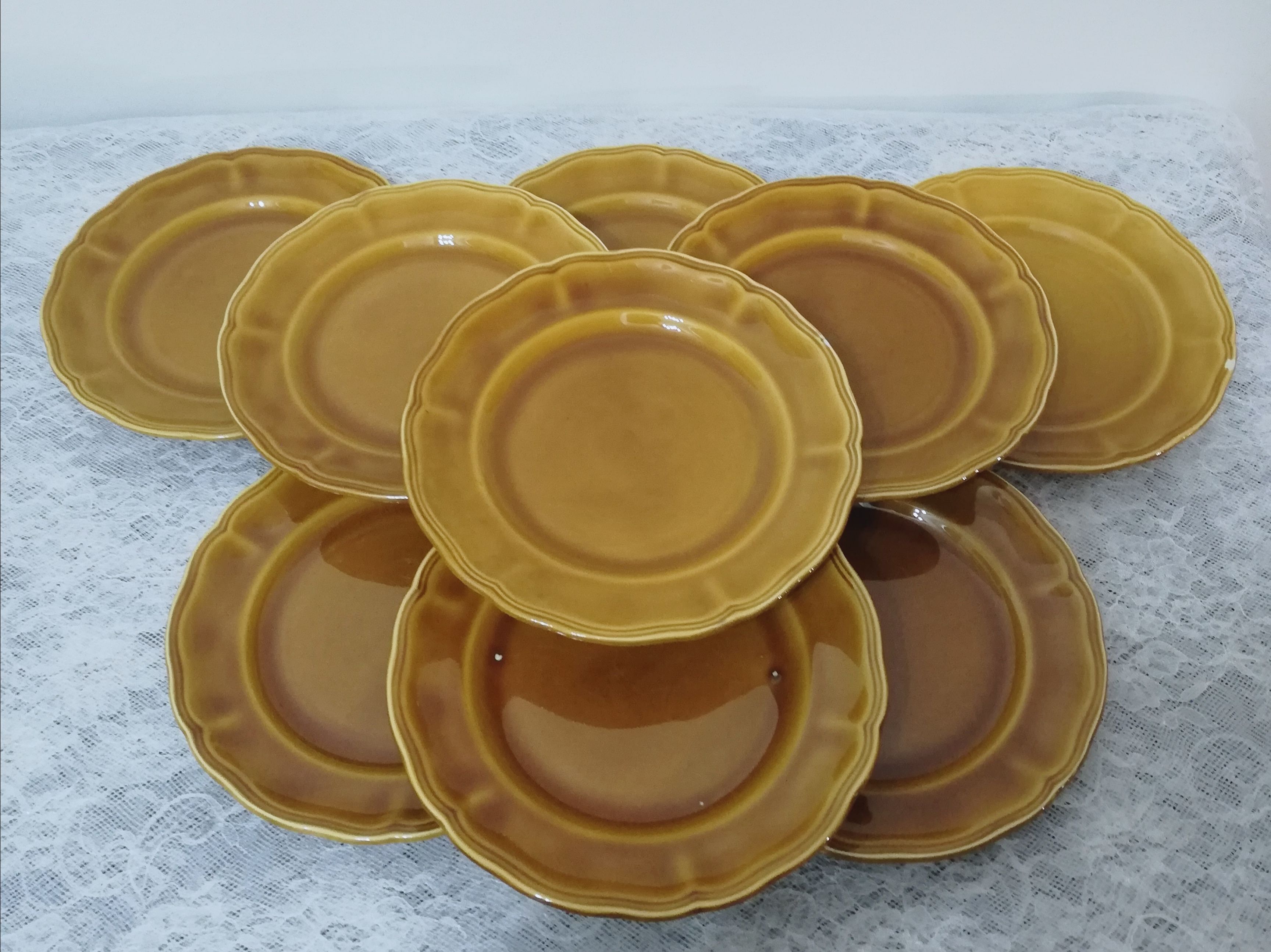 9 dessert plates Lunéville model Louis XV Honey