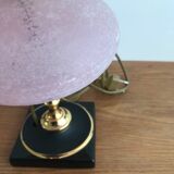 Vintage ceramic lamp brass and pink glass ball
