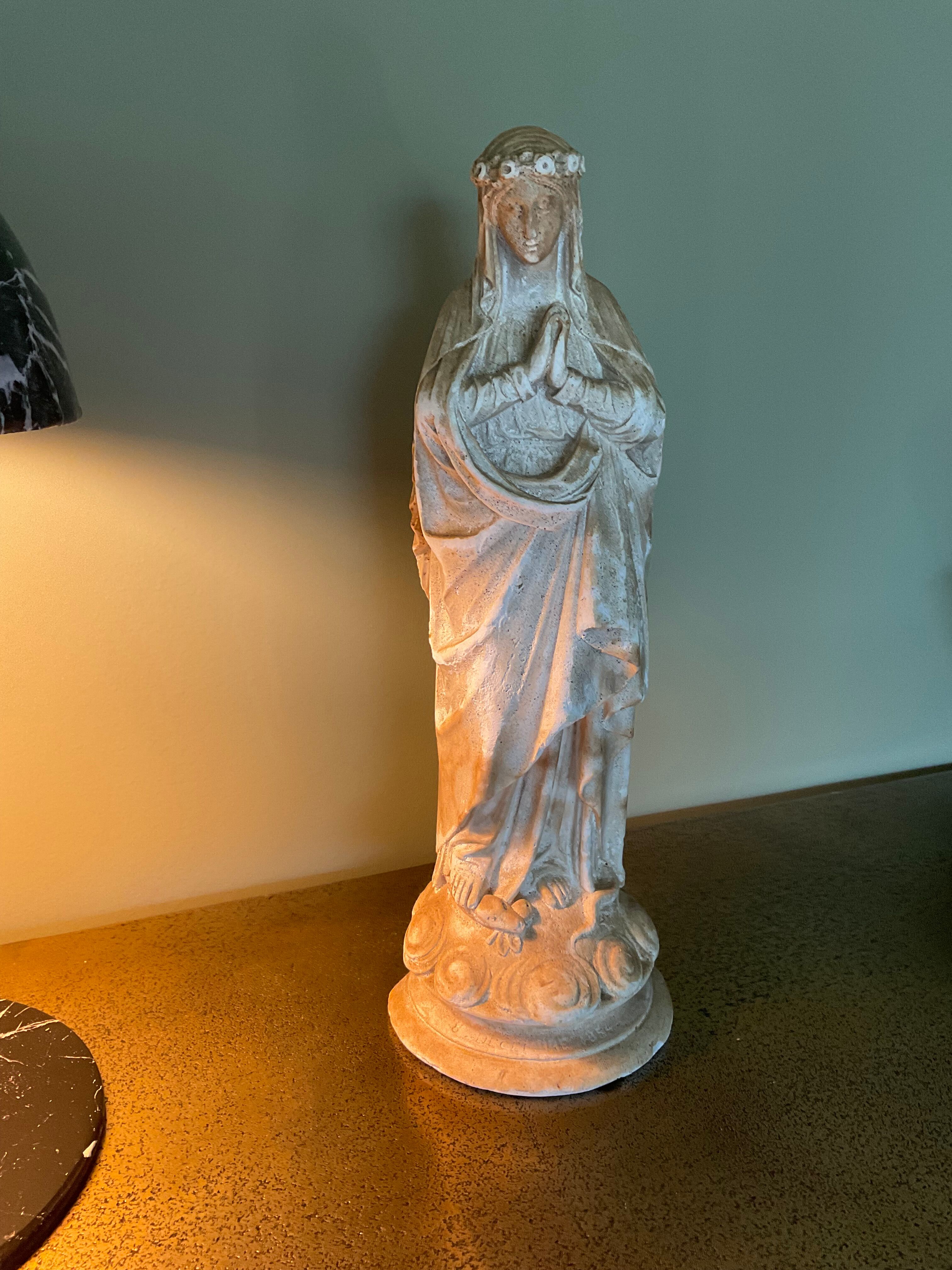 Plaster virgin statue dated 1854