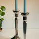 Pair of vintage cast aluminum candlesticks