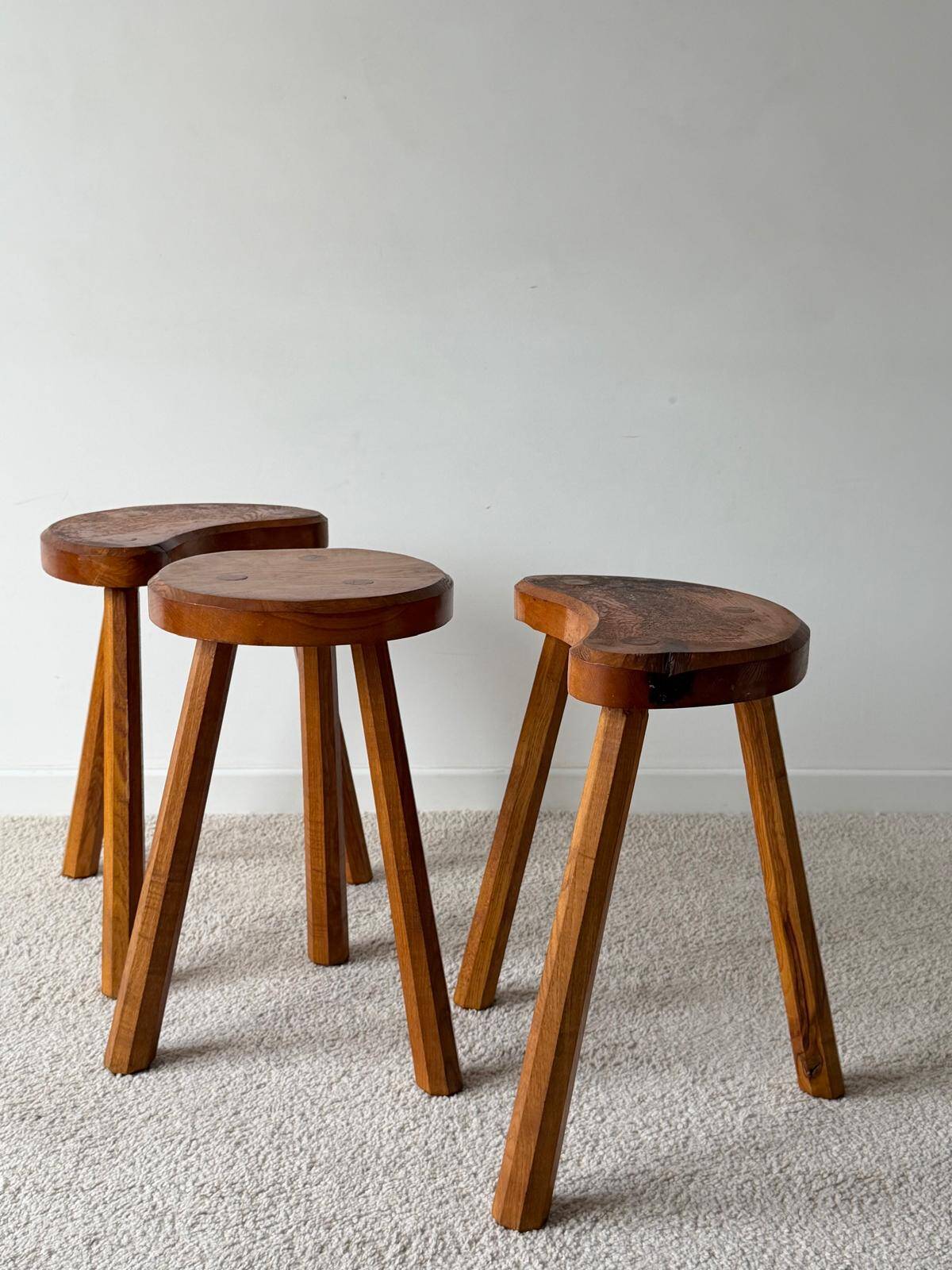 Vintage tripod stool trio