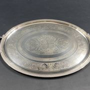Very large silver metal serving tray christofle malmaison model