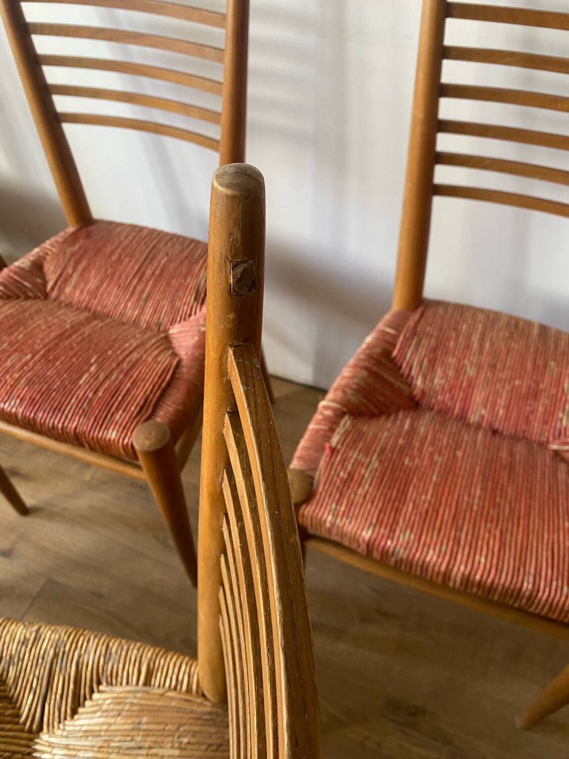 6 chaises paillées Genevieve Pons