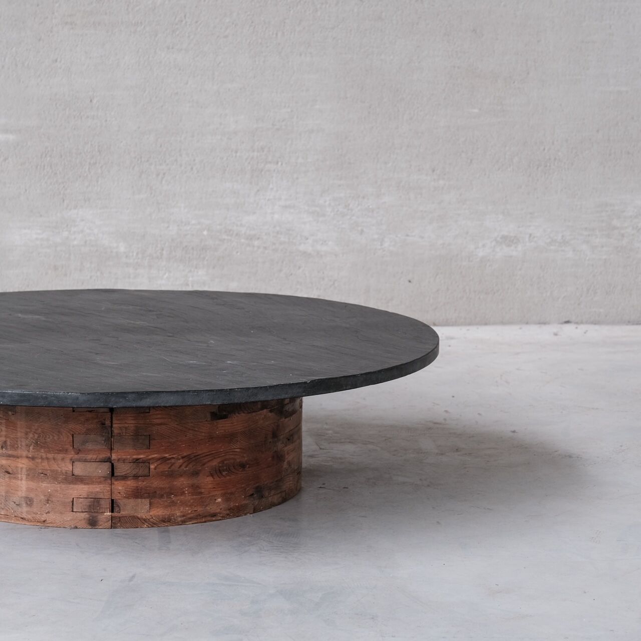 Slate and wood coffee table french mid-century