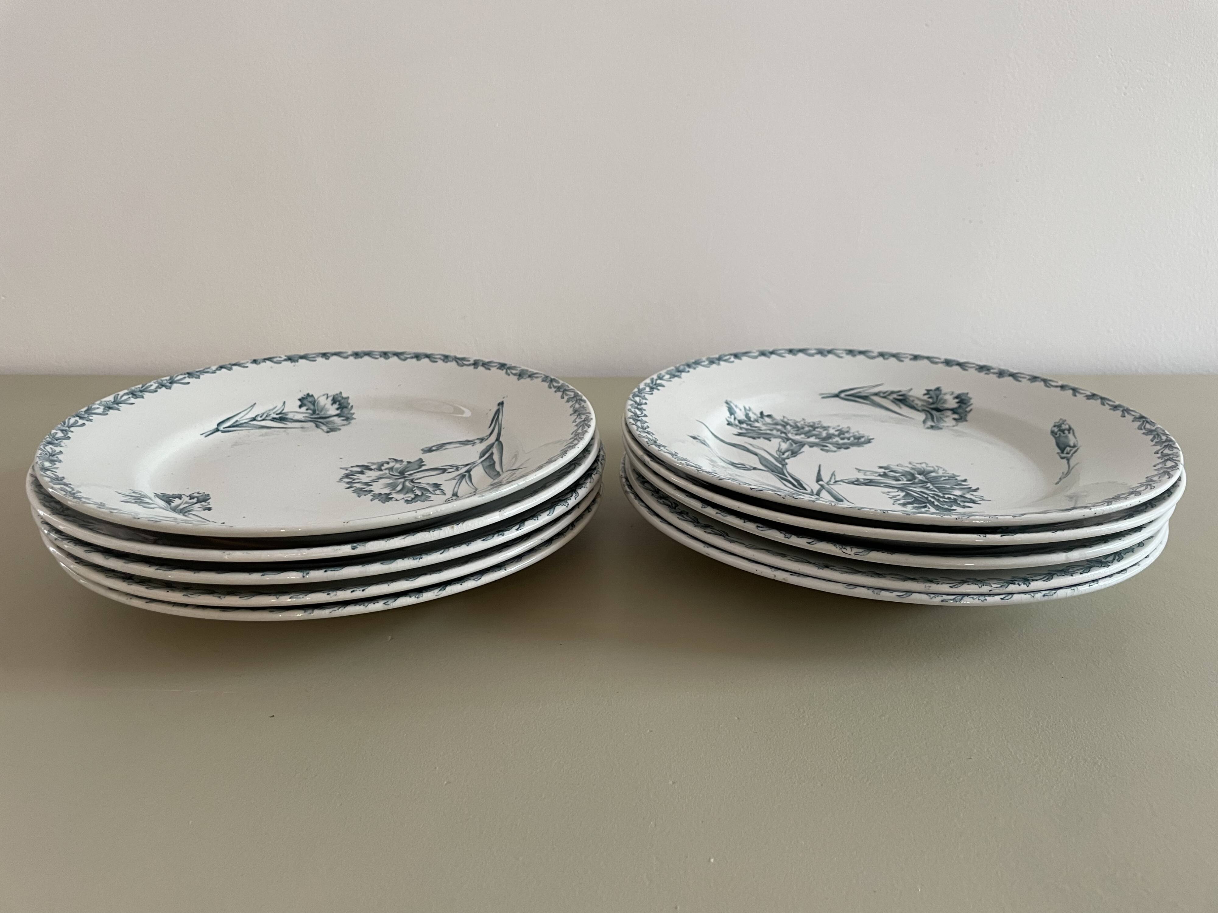 Set of 10 Lunéville ironstone soup plates, Oeillet model