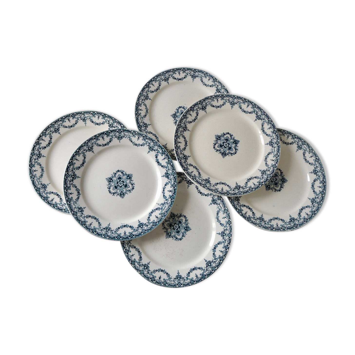 Set de 6 assiettes plates Terre de Fer E. Bourgeois, modèle Excelsior