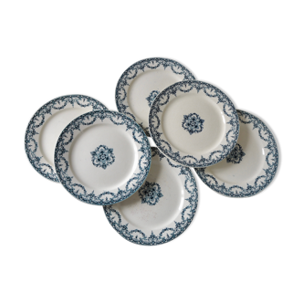 Set de 6 assiettes plates Terre de Fer E. Bourgeois, modèle Excelsior