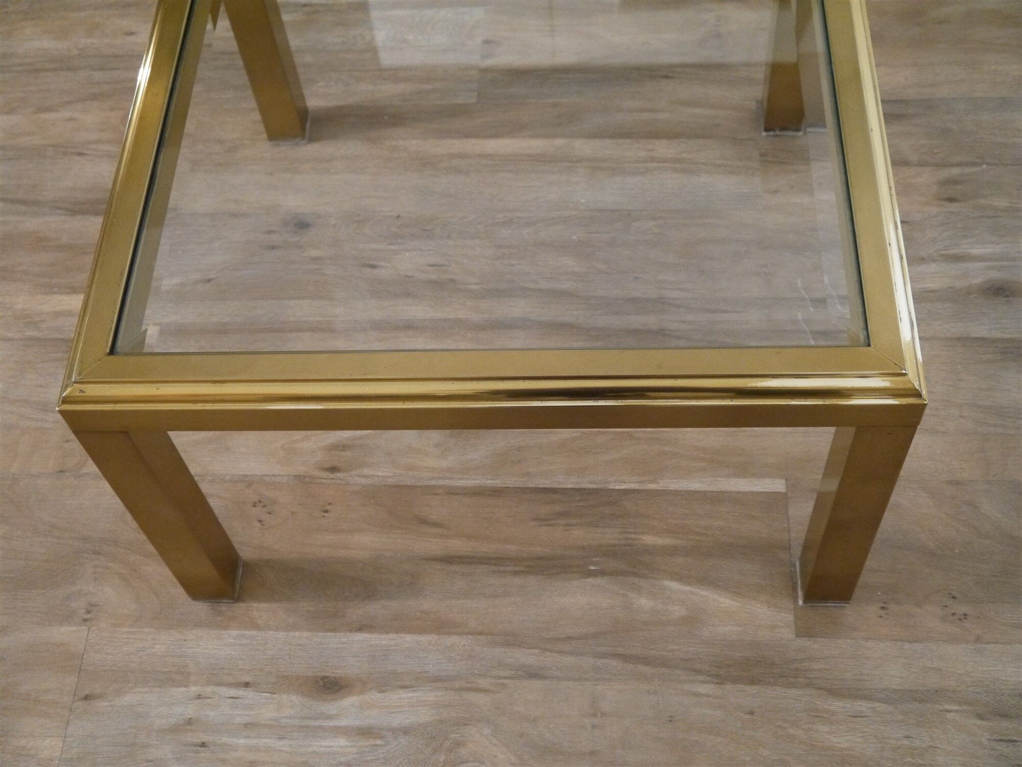 Brass and glass coffee or coffee table